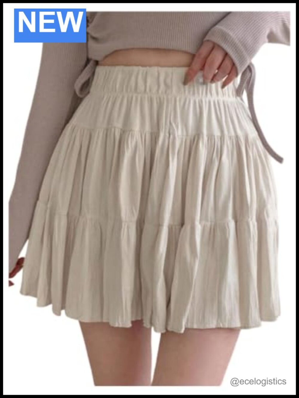 Women's Ruffle Mini Skirt Elastic Waist Tiered Flowy A Line